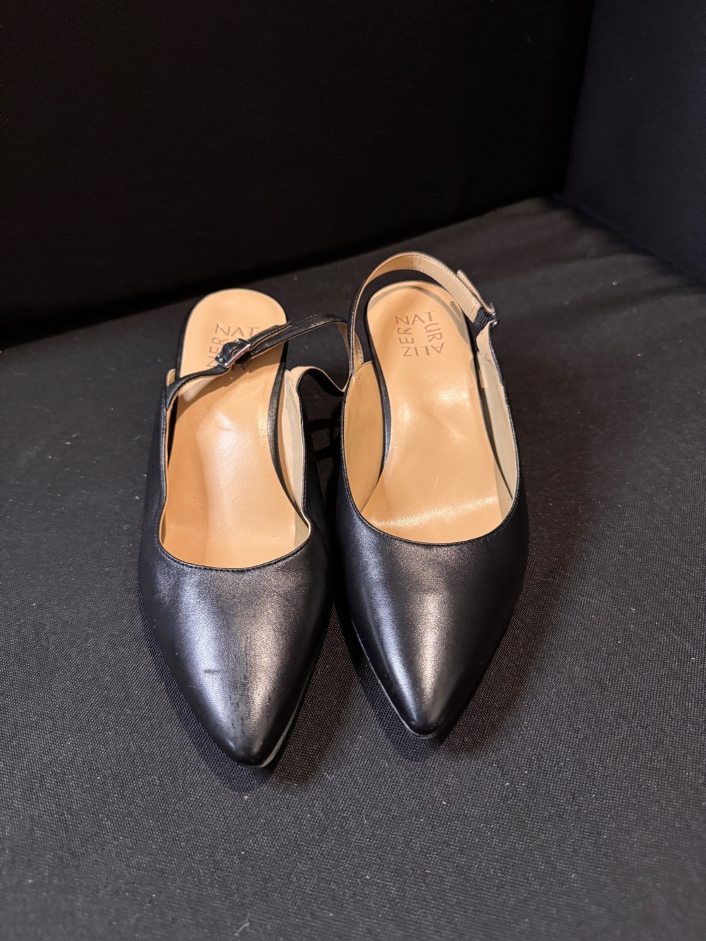Naturalizer Black Pointed Slingback Heels